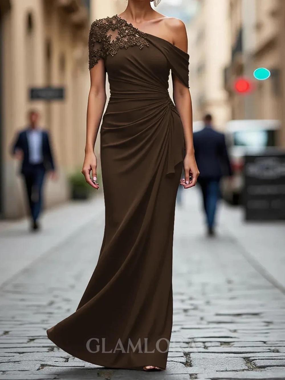 Ryanth One Shoulder Mother of The Bride Chiffon Dresses - Size 8 NWT